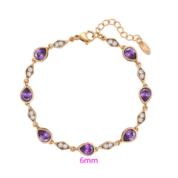 Amethyst Bracelet Drop 18k Gold Plated Luxury Jewelry - Picture 2 of 10